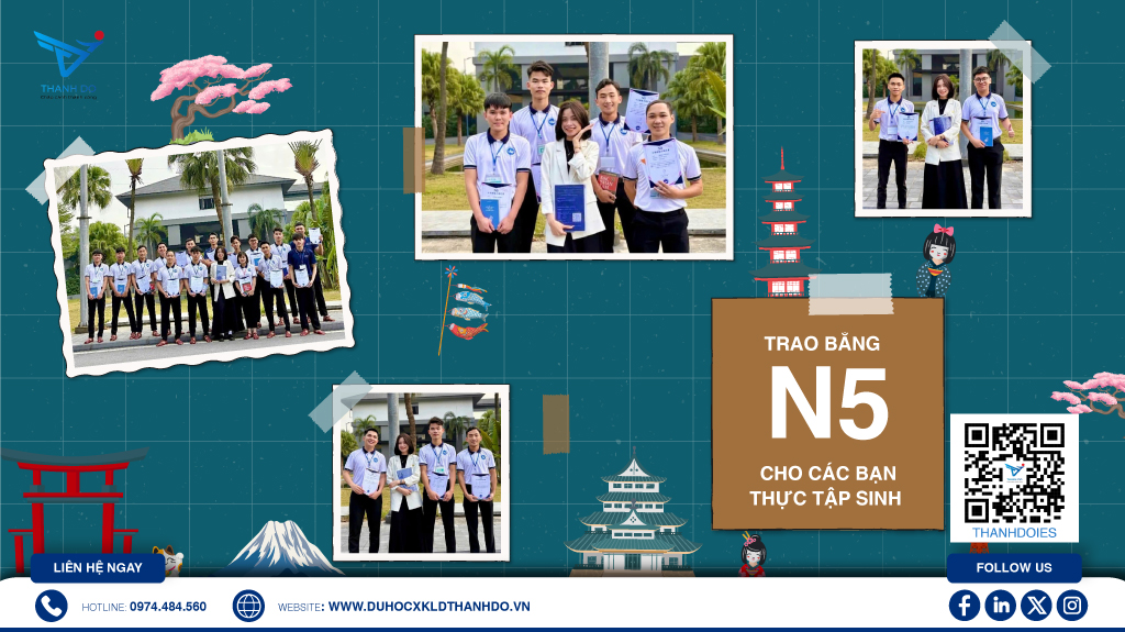 Trao bằng N5 cho các bạn thực tập sinh