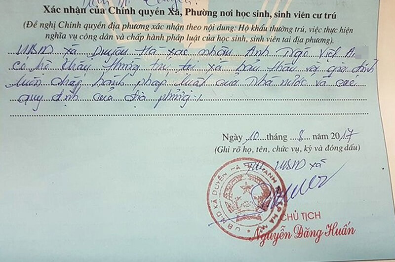 Chứng thực sơ yếu lý lịch