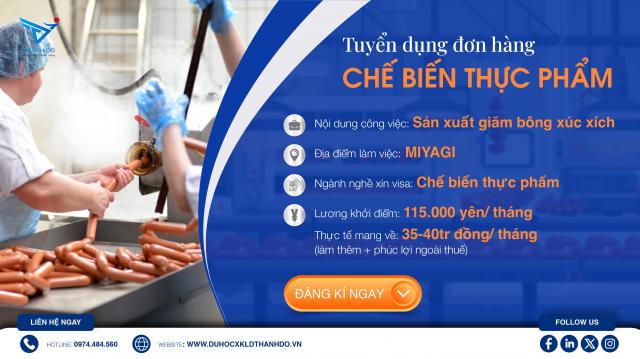 Tuyển dụng đơn hàng chế biến đồ ăn sẵn tại Nhật Bản siêu hot tại Thành Đô